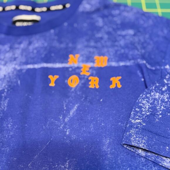 Rise as 1NE No More Trappin NYC Tee Shirt XL Blue Wash Orange Lettering - Picture 4 of 16